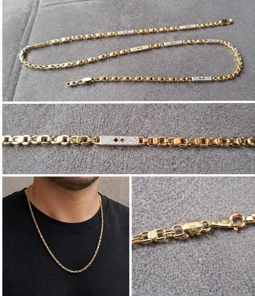 Bicolor Gourmet Ketting met Stenen
